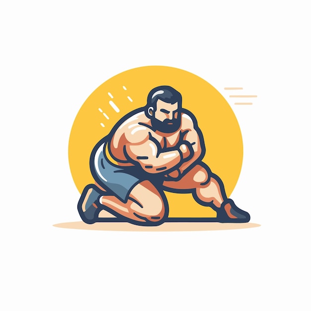 Vector illustration of a strong man running with a lot of effort