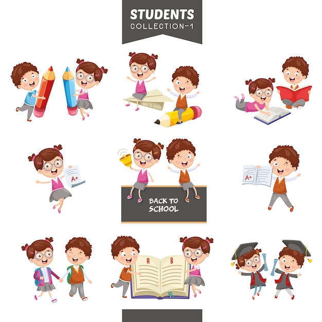 Vector illustration of students collection