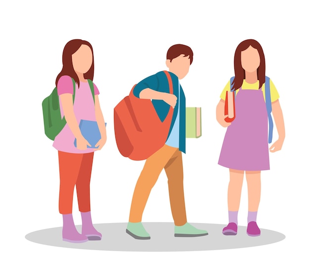 vector illustration of students in different postures