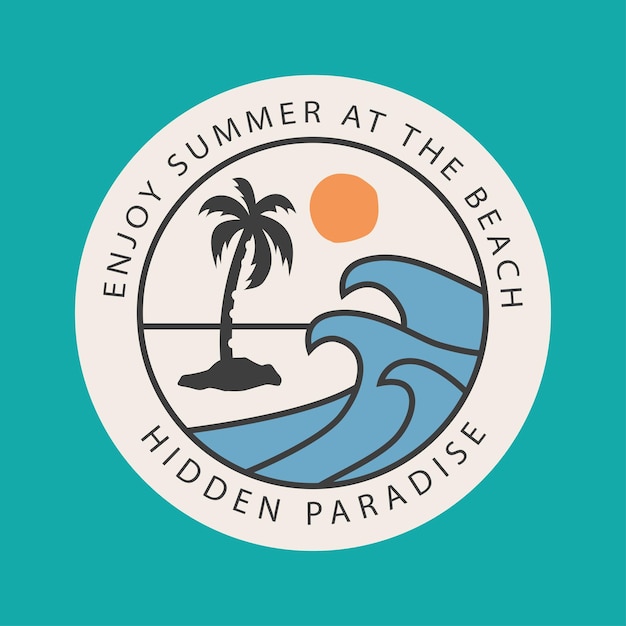 vector illustration style vintage surfing theme badge design for tshirt prints posters stickers