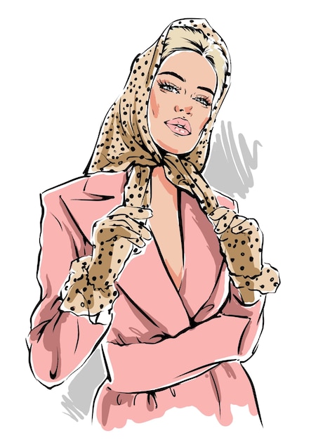 vector illustration of stylish woman