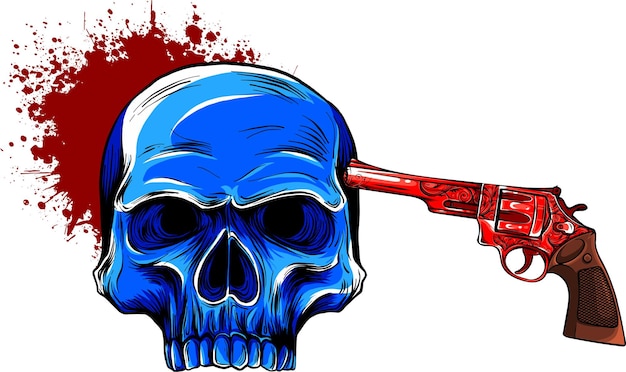 ベクトル 銃と血のベクトル図自殺頭蓋骨