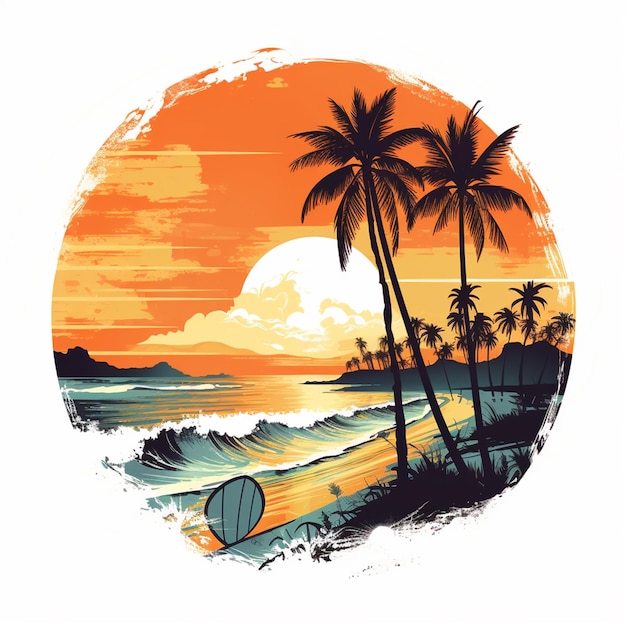 Vector illustration summer beach graphic for tshirt design