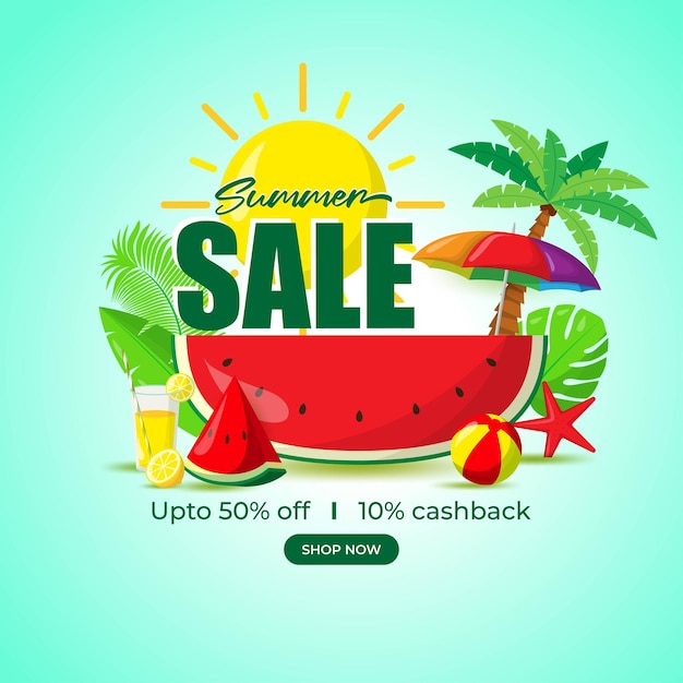 Vector illustration of Summer Sale social media story feed mockup template