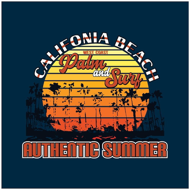 वेक्टर vector illustration summer vacation wave surfing paradise fashion design typography
