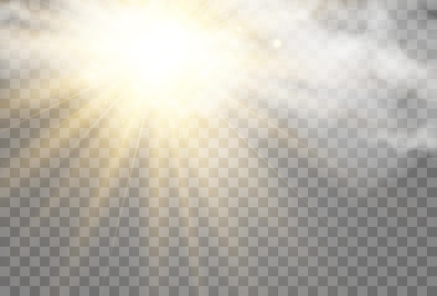 Vector illustration of the sun shining through the clouds Sunlight Cloudy vector