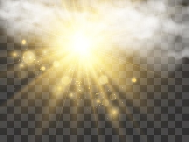 Vector illustration of the sun shining through the clouds Sunlight Cloudy vector