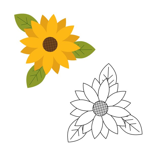 Vector illustration of sunflowers in flat style
