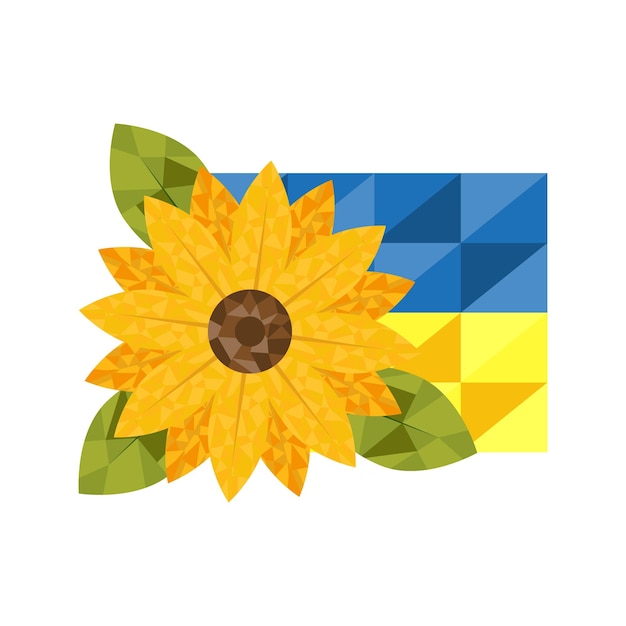 Illustrazione vettoriale di girasoli con bandiera illustrazione di fiori in stile low poly