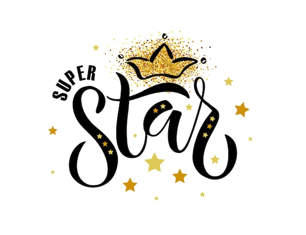 Vector illustration of Super Star text for boysgirls clothes Super Star badgetagicon Inspirational q...