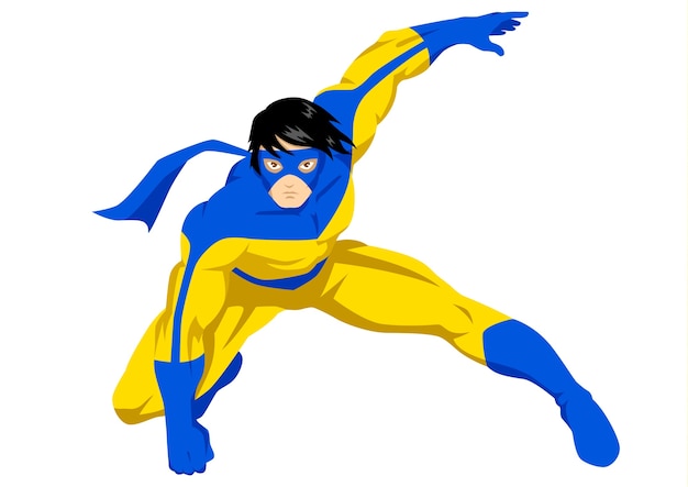 Vector illustration of a superhero with mask pose in action