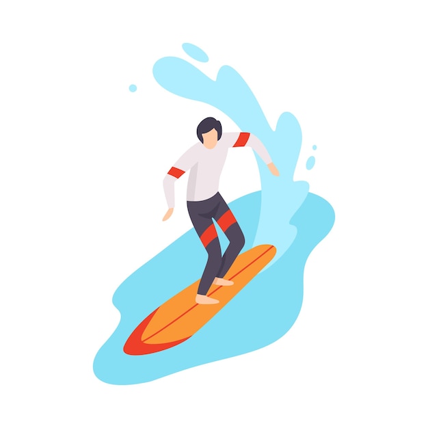 vector illustration of surfer riding the wave