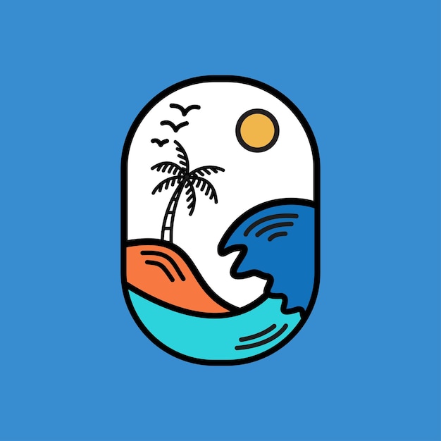 Vector illustration surfing theme badge design. For t-shirt prints, posters, stickers and other uses