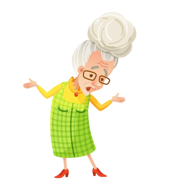 Vector illustration of a surprised senior woman