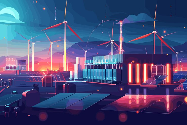 Vector vector illustration of sustainability through renewable energy