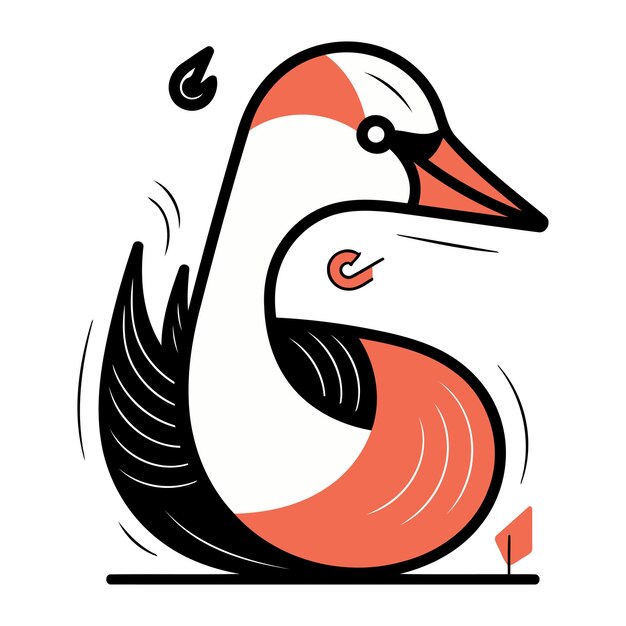 Vector vector illustration of a swan with a letter in its beak