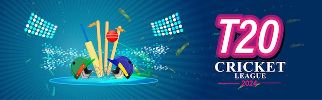 Vector illustration of T 20 Cricket League social media feed template