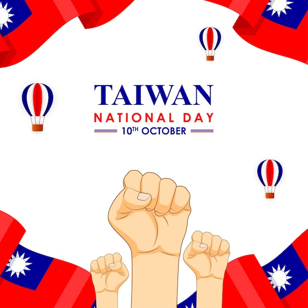 Vector illustration of Taiwan National Day social media feed template