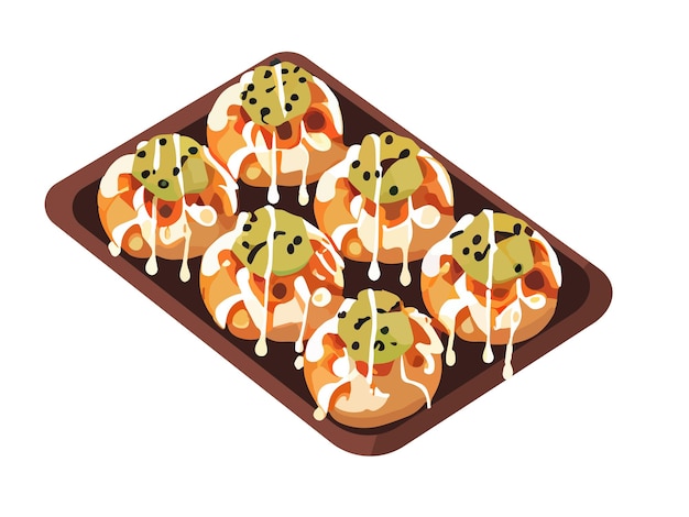 Vector vector illustration of takoyaki asian food