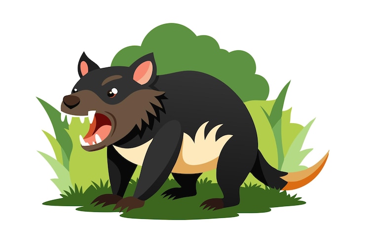 Vector vector illustration of a tasmanian devil roaring
