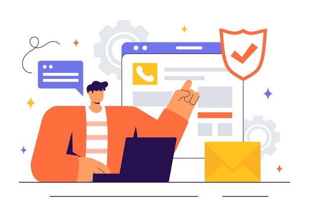 Vector Illustration of a Technical Support System Featuring Software Development Customer Service and IT Assistance in a Flat Style Background