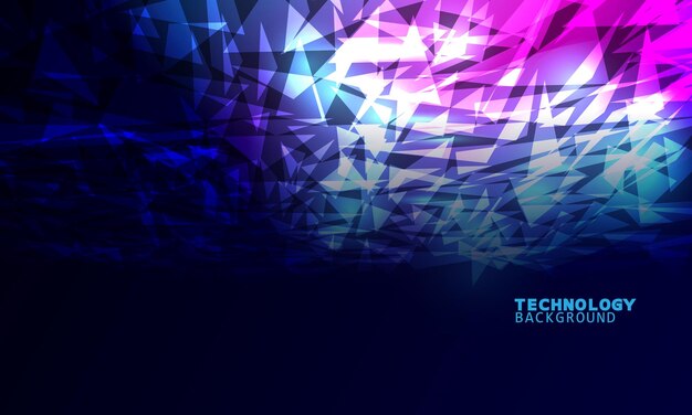 Vector illustration technology with triangles over dark blue and pink background.