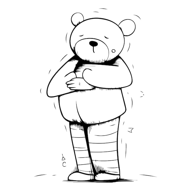 Vector vector illustration of a teddy bear standing with his arms crossed