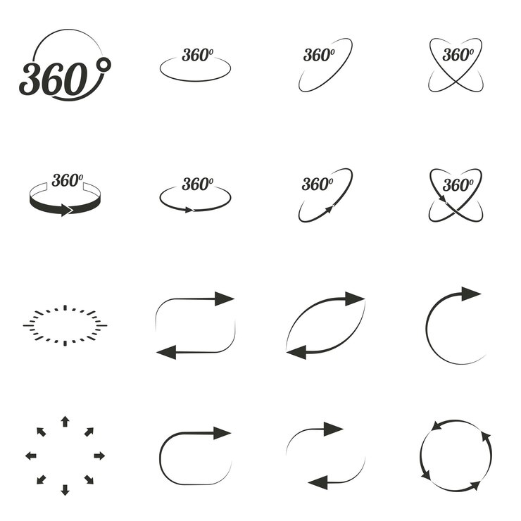 Vector vector illustration on the theme angle 360 degrees sign