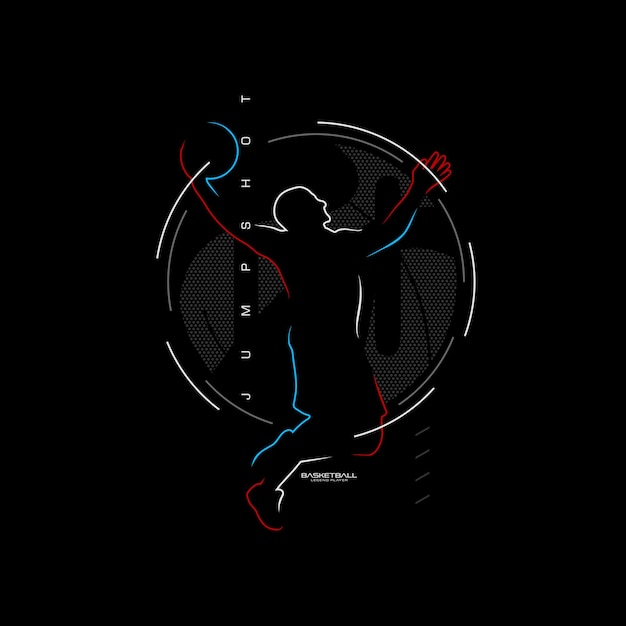 Vector illustration on the theme of basketball Jump shot typography tshirt graphics