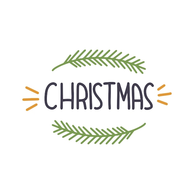 Vector illustration on the theme of Christmas on December 25 Decorated with a lettering CHRISTMAS