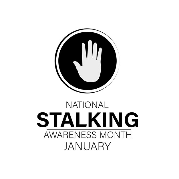Illustrazione vettoriale sul tema del mese nazionale di consapevolezza dello stalking