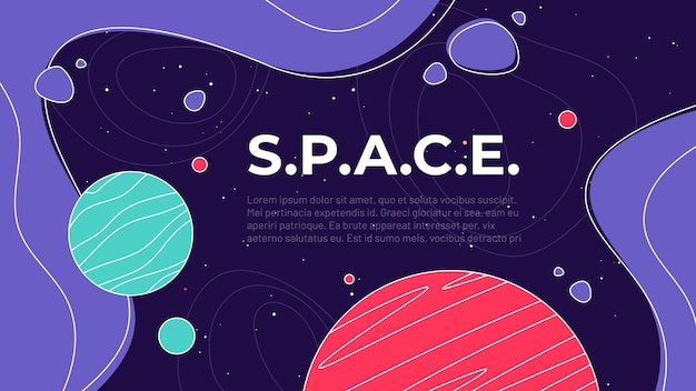 Vector vector illustration on the theme of outer space interstellar travels universe and distant galaxies