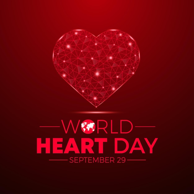 9 月 29 日の世界心臓デーをテーマにしたベクトル図