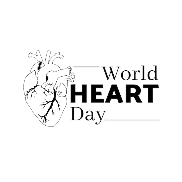 9월 29일 세계 심장의 날을 주제로 한 벡터 일러스트레이션 손으로 그린 하트로 장식