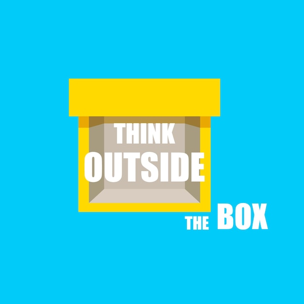 Vector vector illustration think outside the box creative thinking concept yellow box