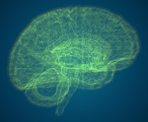 어두운 배경에 벡터 일러스트 레이 션 threedimensional 두뇌