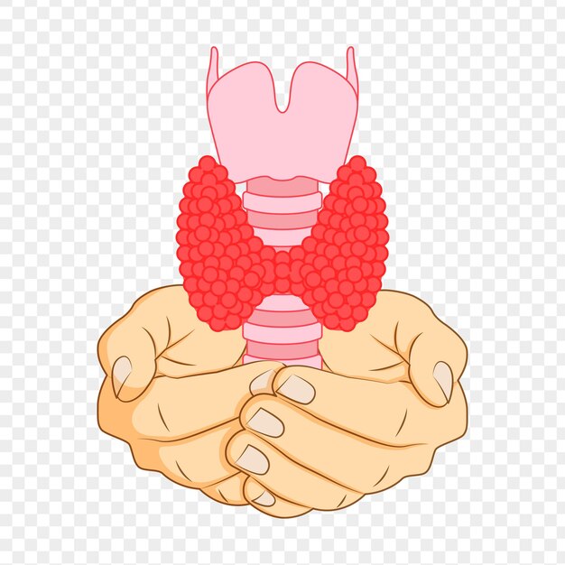 透明な背景の手の甲状腺のベクトルイラスト