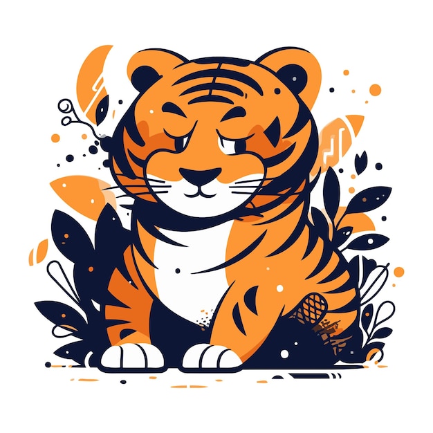 Vector illustration of a tiger Isolated on a white background