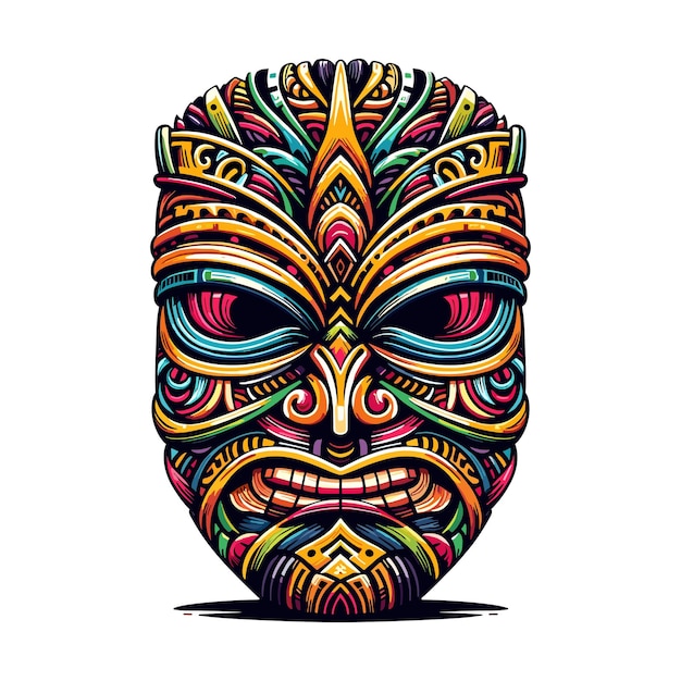 Vector a vector illustration of a tiki mask showcasing its intricate details and cultural significance