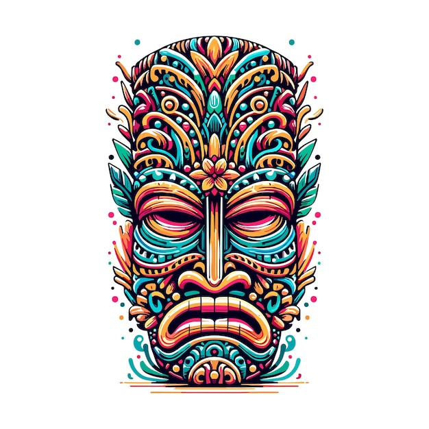 Vector a vector illustration of a tiki mask showcasing its intricate details and cultural significance