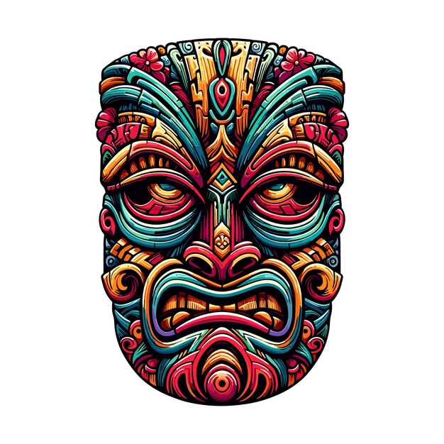 Vector a vector illustration of a tiki mask showcasing its intricate details and cultural significance