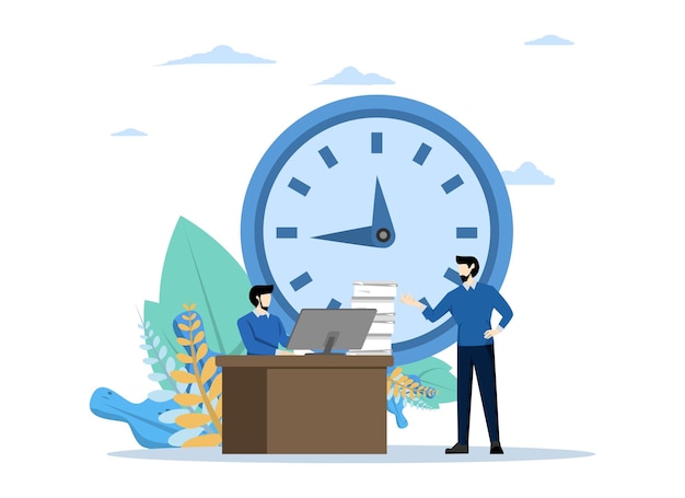 vector illustration of time management or time dispensing by doing tasks or jobs on time