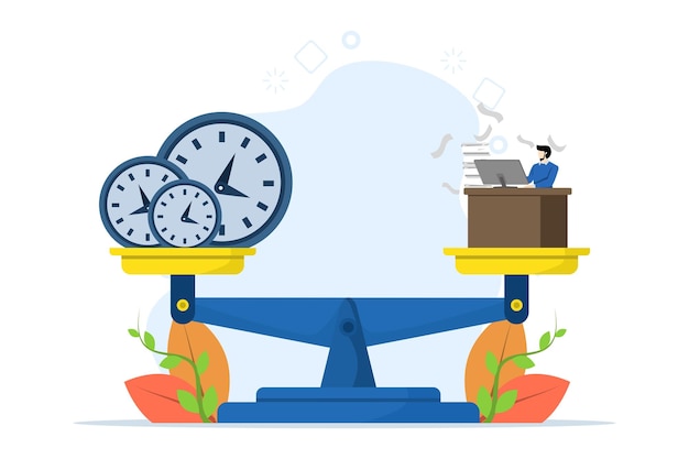 Vector vector illustration time pressure and psychological pressure with businessman having less time