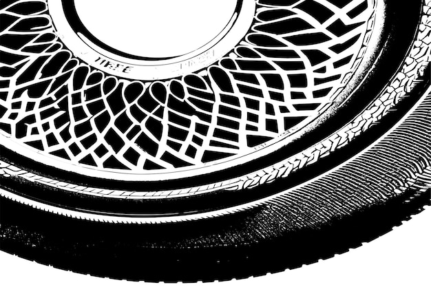 Vector illustration of a tire outlined in black with a textured appearance on a white background