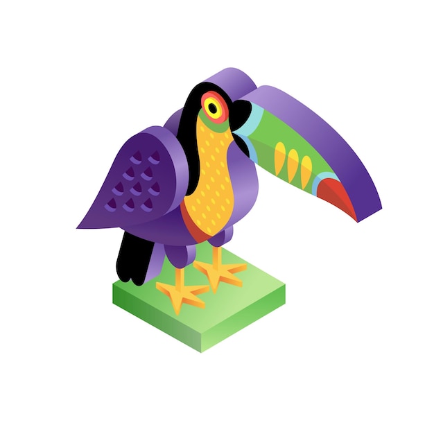 Vector vector illustration toucan bird isometric