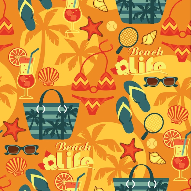 Vector illustration of traditional beach holidays