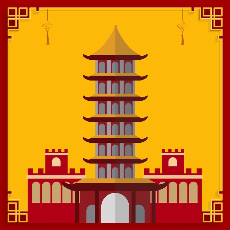 Vector vector illustration of traditional chinese temple