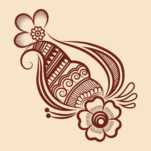 伝統的なインドのヘナ一時的な刺青花飾りデザインのベクトル イラスト