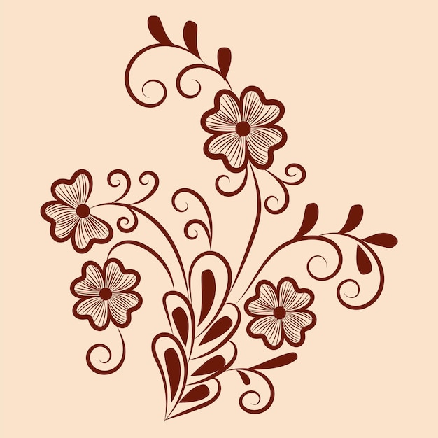 Vector illustration of traditional indian henna mehndi floral ornament design