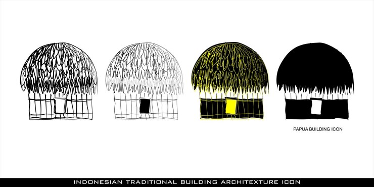 Vector vector illustration of traditional indonesian building architecture icon